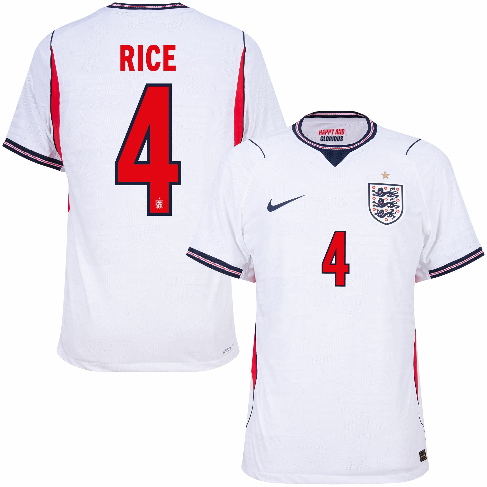 England Aero-Fit Match Home Rice 4 Jersey 2026-2027 (Official Printing) (Player)