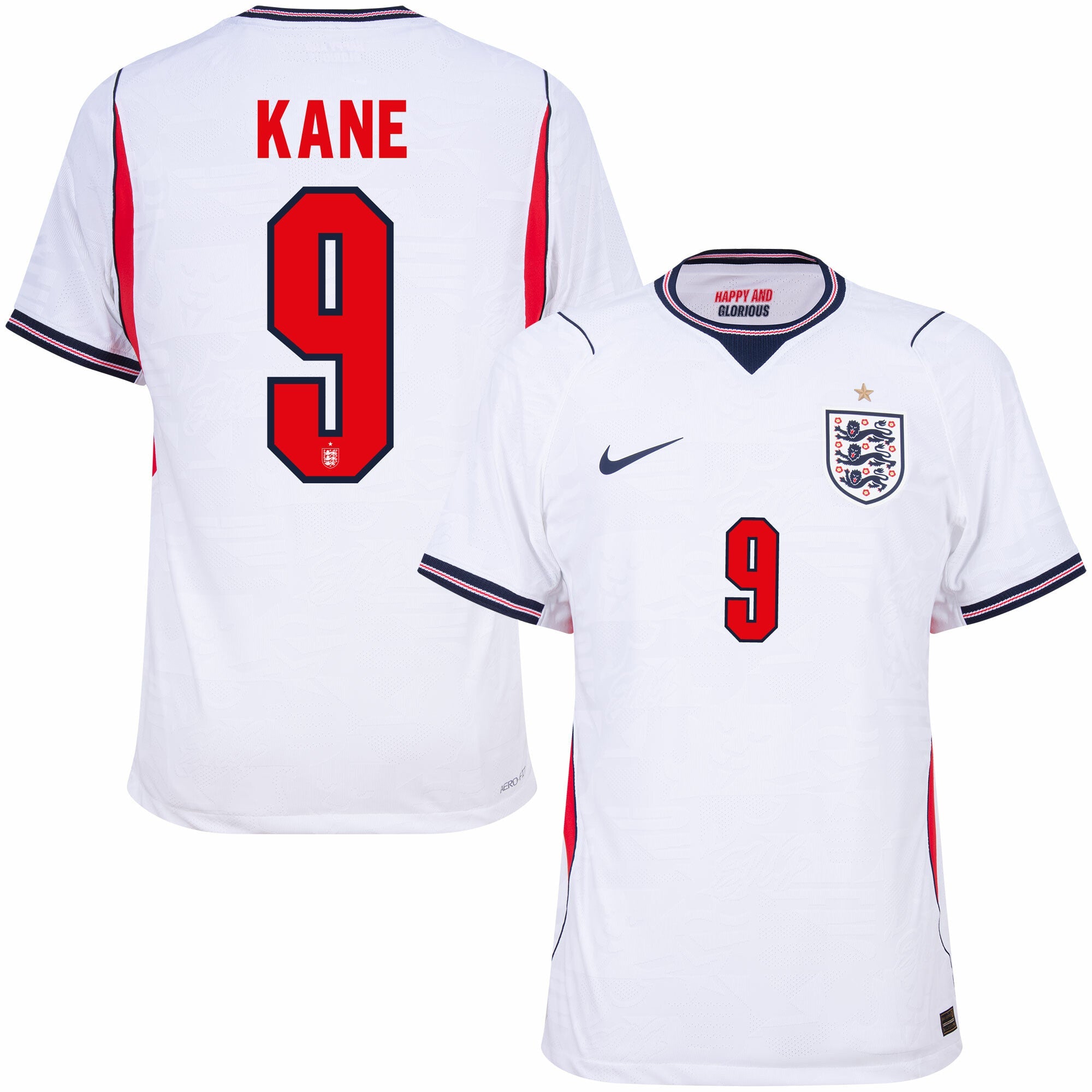 England Aero-Fit Match Home Kane 9 Jersey 2026-2027 (Official Printing) (Player)