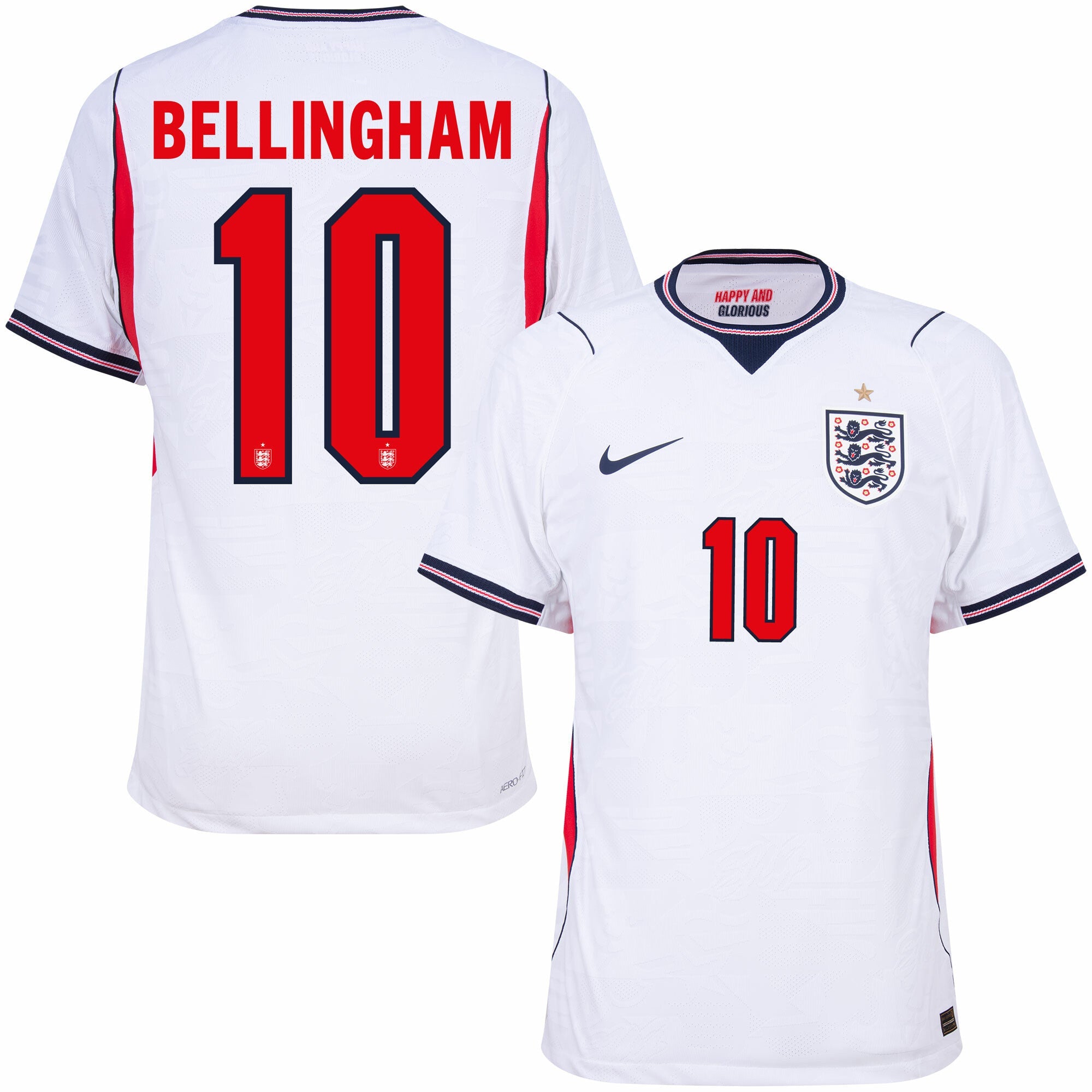 England Aero-Fit Match Home Bellingham 10 Jersey 2026-2027 (Official Printing) (Fan)