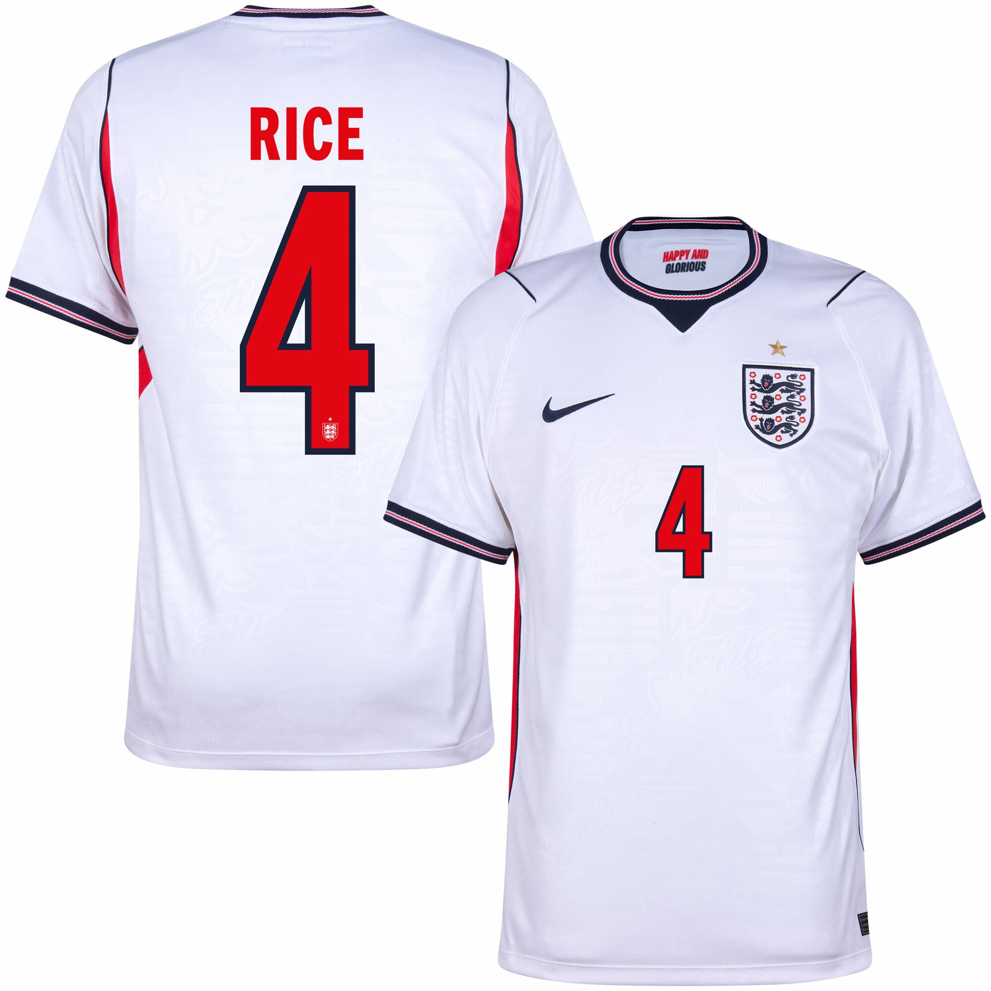 England Home Fan Jersey Rice 4 Shirt 2026-2027 (Official Printing)
