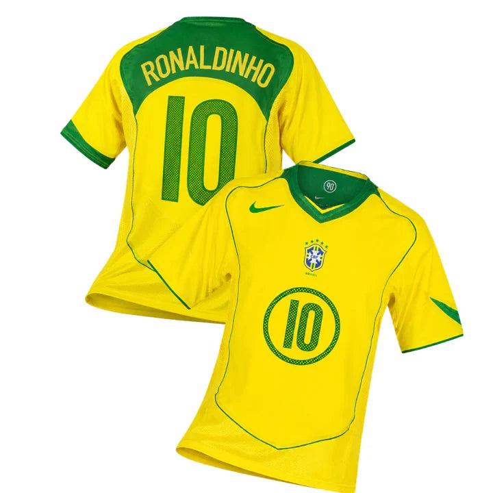 Brazil Home Ronaldinho 10 Jersey 2004-2005 (Reissue)