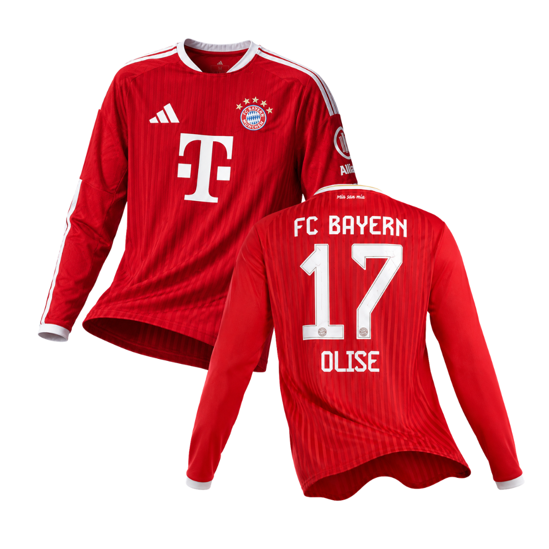 Olise #17 FC Bayern Authentic Home 26/27 Jersey Long Sleeve (Player Version)
